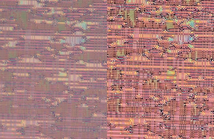 左:用“VH系列”拍摄/右:用“VHX系列”进行高精细拍摄(3000×)